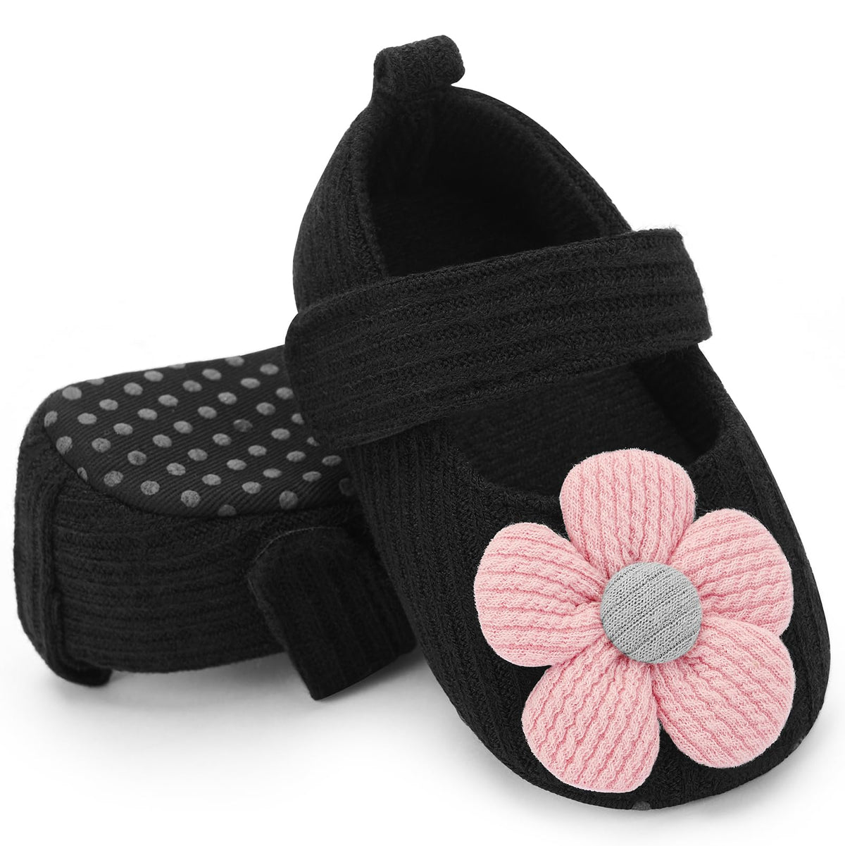 BACSAC Baby Girls Mary Jane Flats with Bow Soft Sole Non-Slip Crib Shoes Infant Toddler First Walkers Princess Dress Shoes