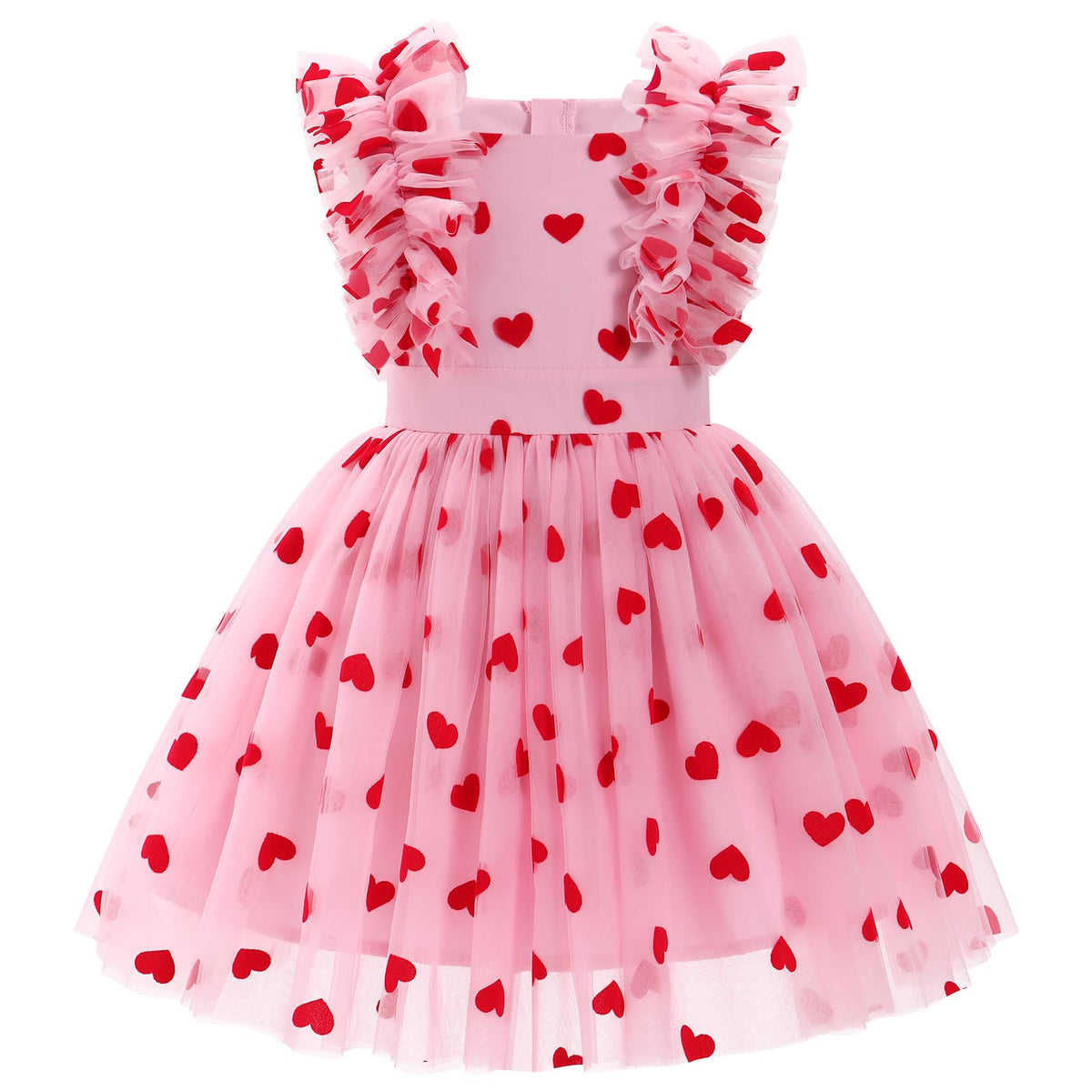 Girls Birthday Party Dress Ruffle Sleeve Sequin Dots Floral Tulle Princess Wedding Pageant Formal Bance Gown