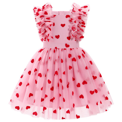 Girls Birthday Party Dress Ruffle Sleeve Sequin Dots Floral Tulle Princess Wedding Pageant Formal Bance Gown
