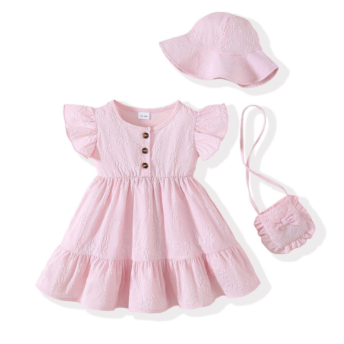 Toddler Girl Summer 3 Piece Ruffle Dress Set A-Line Sundress