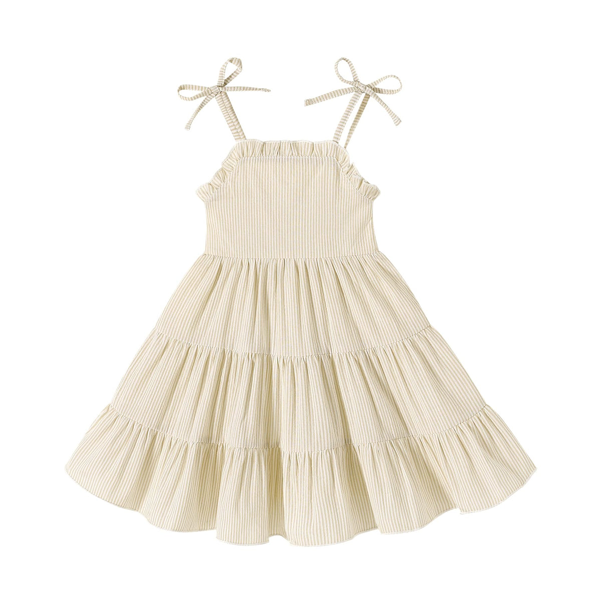 JEELLIGULAR Toddler Girl Summer Dress Tie Strap Sleeveless Sundress White/Floral/Denim Beach Dresses for Baby Girls 12M-6Y