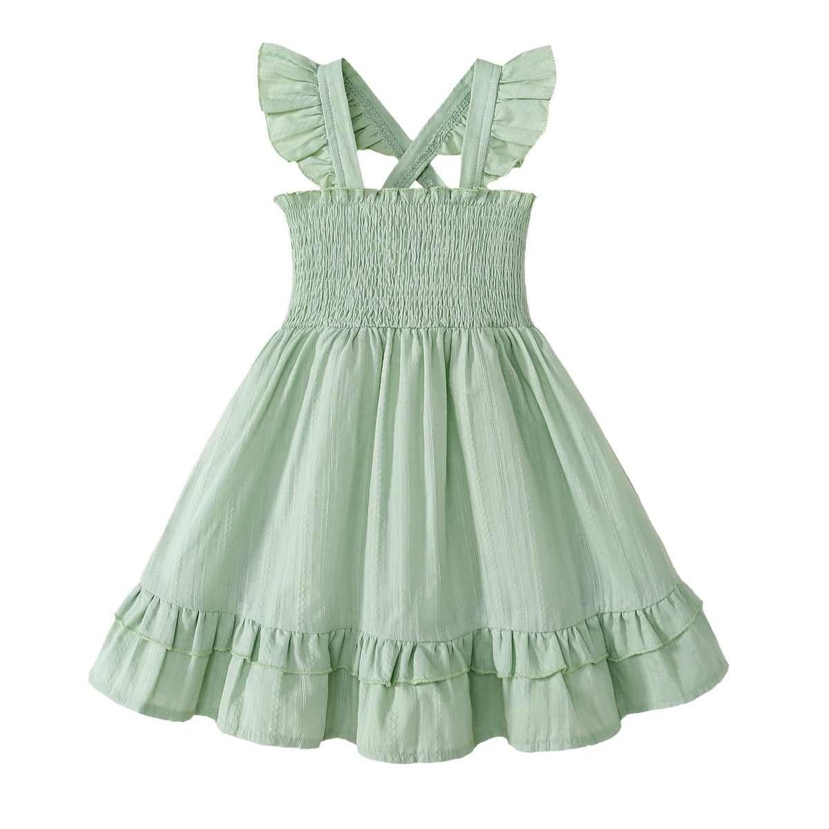 Noubeau Toddler Girl Dress Summer Smocked Boho Sleeveless Ruffle Dresses for Toddler Dress Casual Beach Sundress