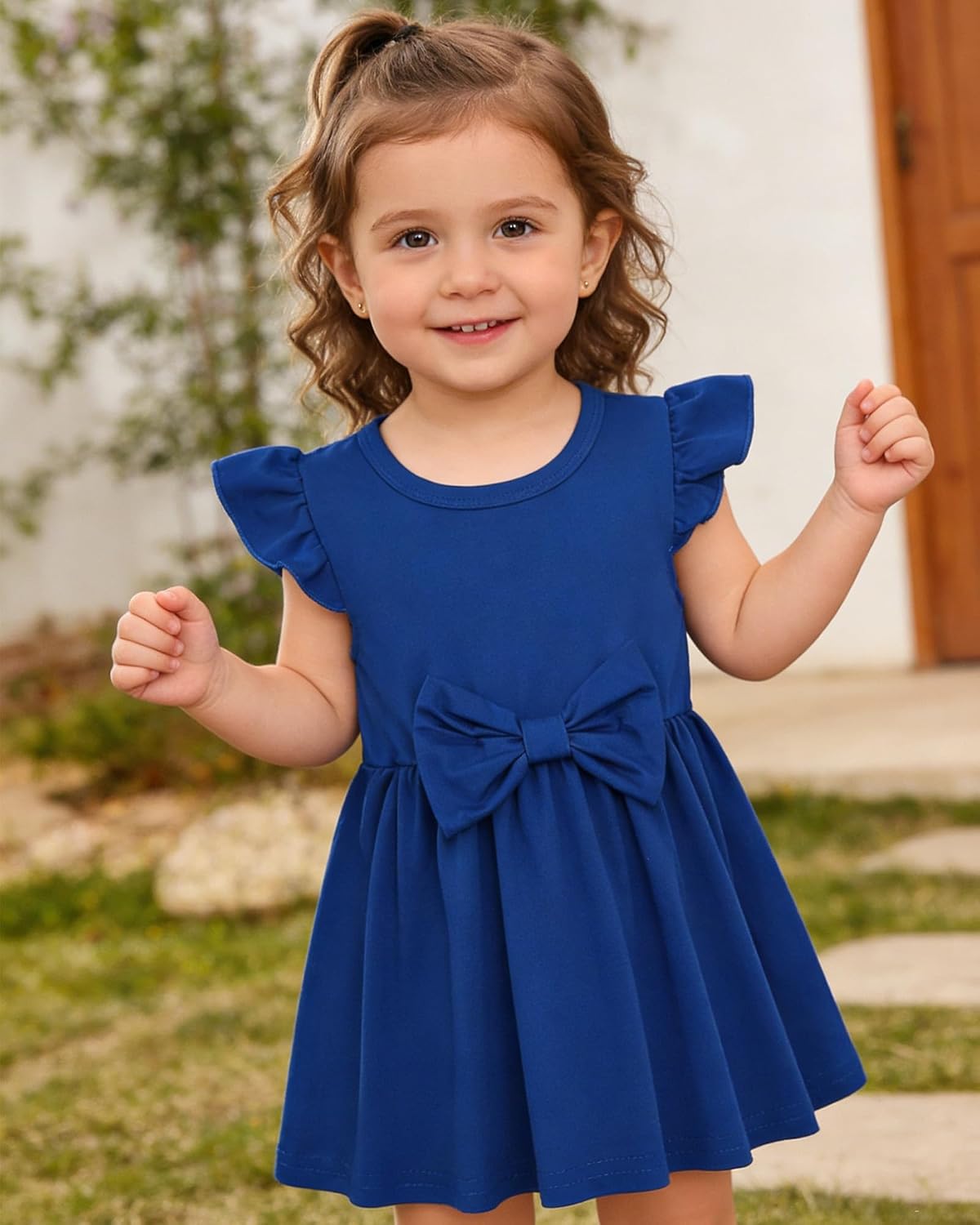 Toddler Baby Girl Dress Clothes 3 Pack Bow Fly Sleeve Summer Dress