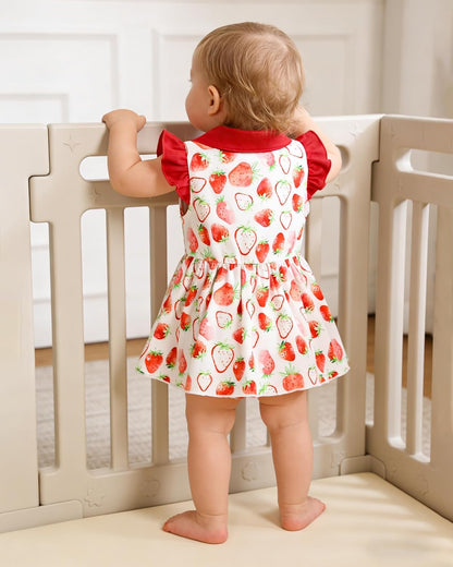 YALLET Baby Girl Flutter Sleeves Polo Dress Snap Bottom Romper Outfit 0-24M
