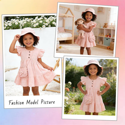 Toddler Girl Summer 3 Piece Ruffle Dress Set A-Line Sundress