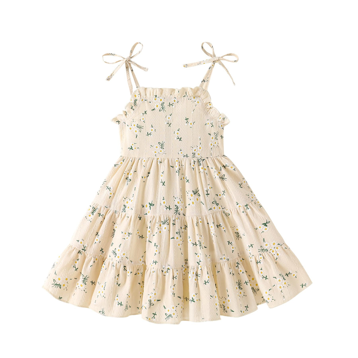 JEELLIGULAR Toddler Girl Summer Dress Tie Strap Sleeveless Sundress White/Floral/Denim Beach Dresses for Baby Girls 12M-6Y