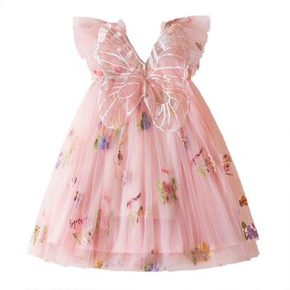 Nileafes Toddler Summer Dress Baby Girl Strap Floral A Line Dress Sleeveless Beach Butterfly Sundress for Toddler Girl
