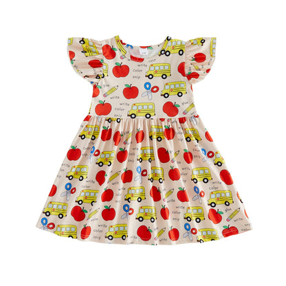 Toddler Baby Girls' Dresses Kid Little Girls Summer Outfit Casual Cartoon Round Neck A-Line Beach Dresses