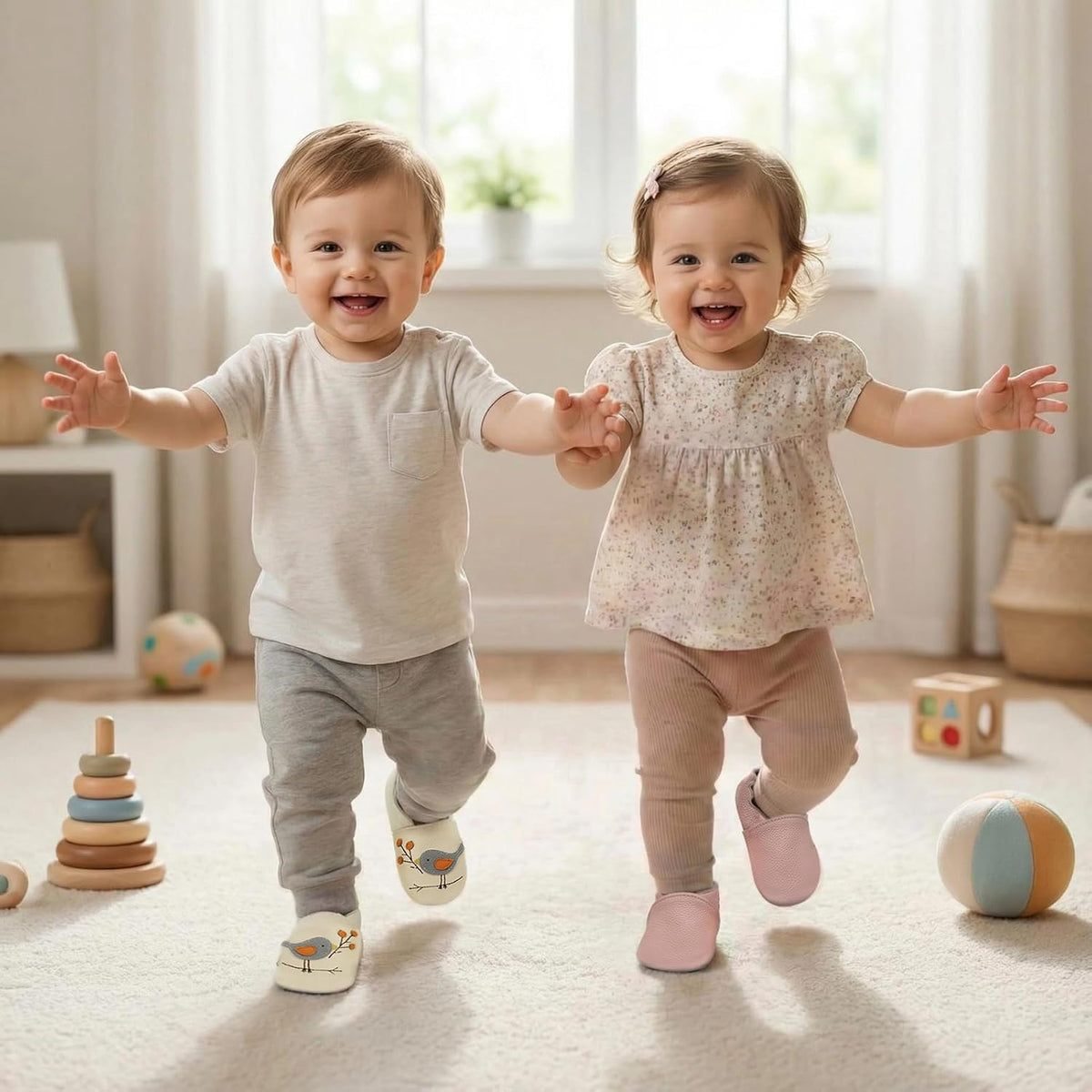 YALION Baby Boys Girls Moccasins Slippers, Soft Sole Baby Leather Shoes, Anti-Slip Baby Walking Crib Shoes for Infant Toddler Prewalker