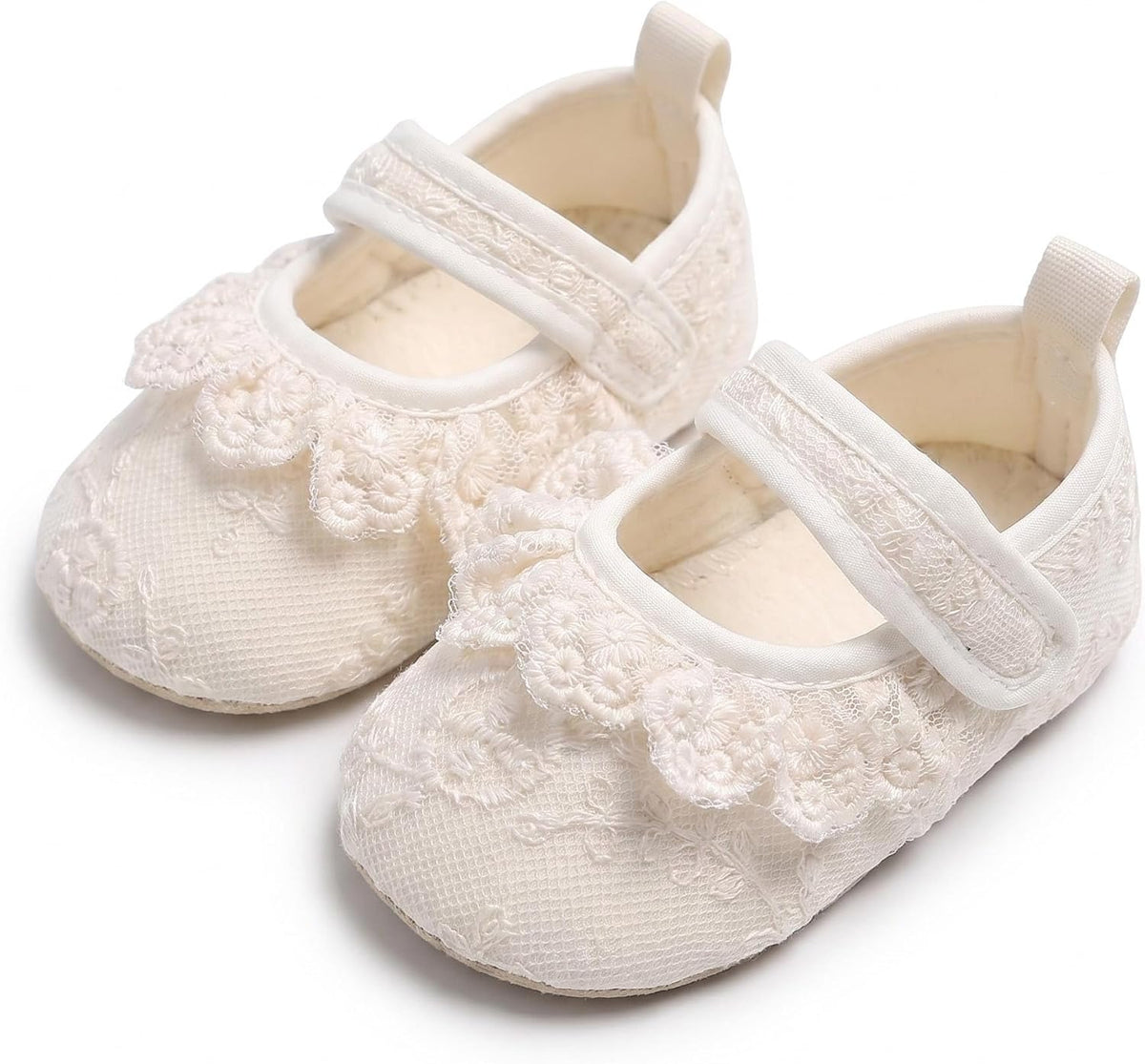 Baby Girl White Dress Shoes Newborn Mary Jane Flats with Bowknot Princess Lace Soft Sole Infant Toddler Walking Crib Shoes