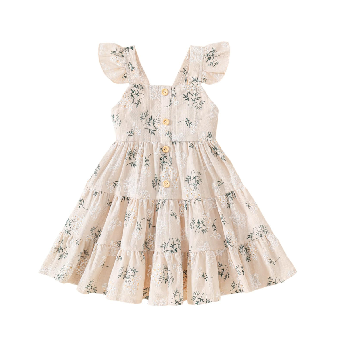 Toddler Baby Girls Dress Ruffle Sleeveless Floral Summer Beach Butterfly Sundress Kids Casual Dresses