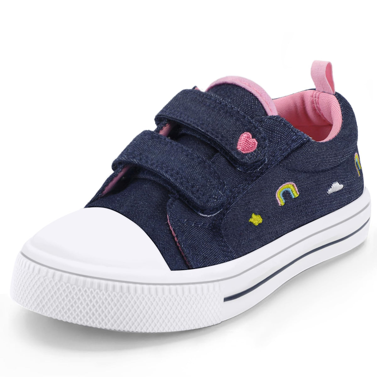 K KomForme Toddler Sneakers Girls Shoes with Dual Hook and Loops