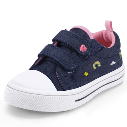 K KomForme Toddler Sneakers Girls Shoes with Dual Hook and Loops
