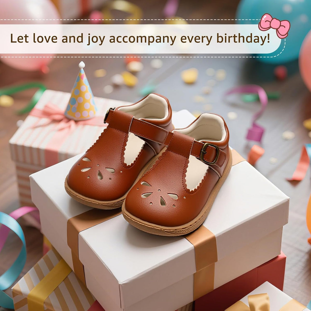 STQ KIDS Girls Wide Toe Box Mary Jane Dress Shoes