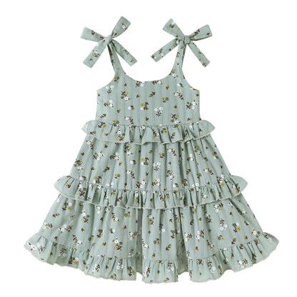 HAPPYMA Toddler Dress Baby Girl Sleeveless Ruffle Summer Clothes