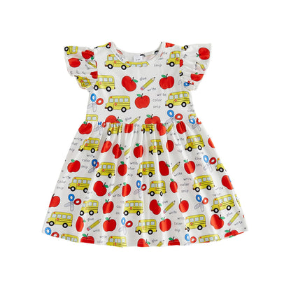 Toddler Baby Girls' Dresses Kid Little Girls Summer Outfit Casual Cartoon Round Neck A-Line Beach Dresses