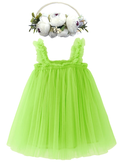 BGFKS Layered Tulle Tutu Dress for Toddler Girls,Baby Girl Rainbow Tutu Princess Skirt Set with Flower Headband.