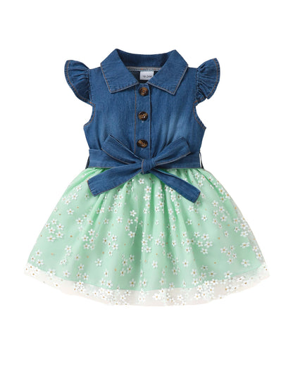 sweetabby Toddler Girl Clothes Denim Dresses Baby Summer Sundress Outfit