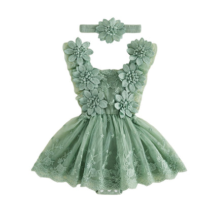 Mtsebmves Newborn Baby Girl Romper Dress Infant Lace Floral Bow Tulle Dress Toddler Girls Photography Outfits