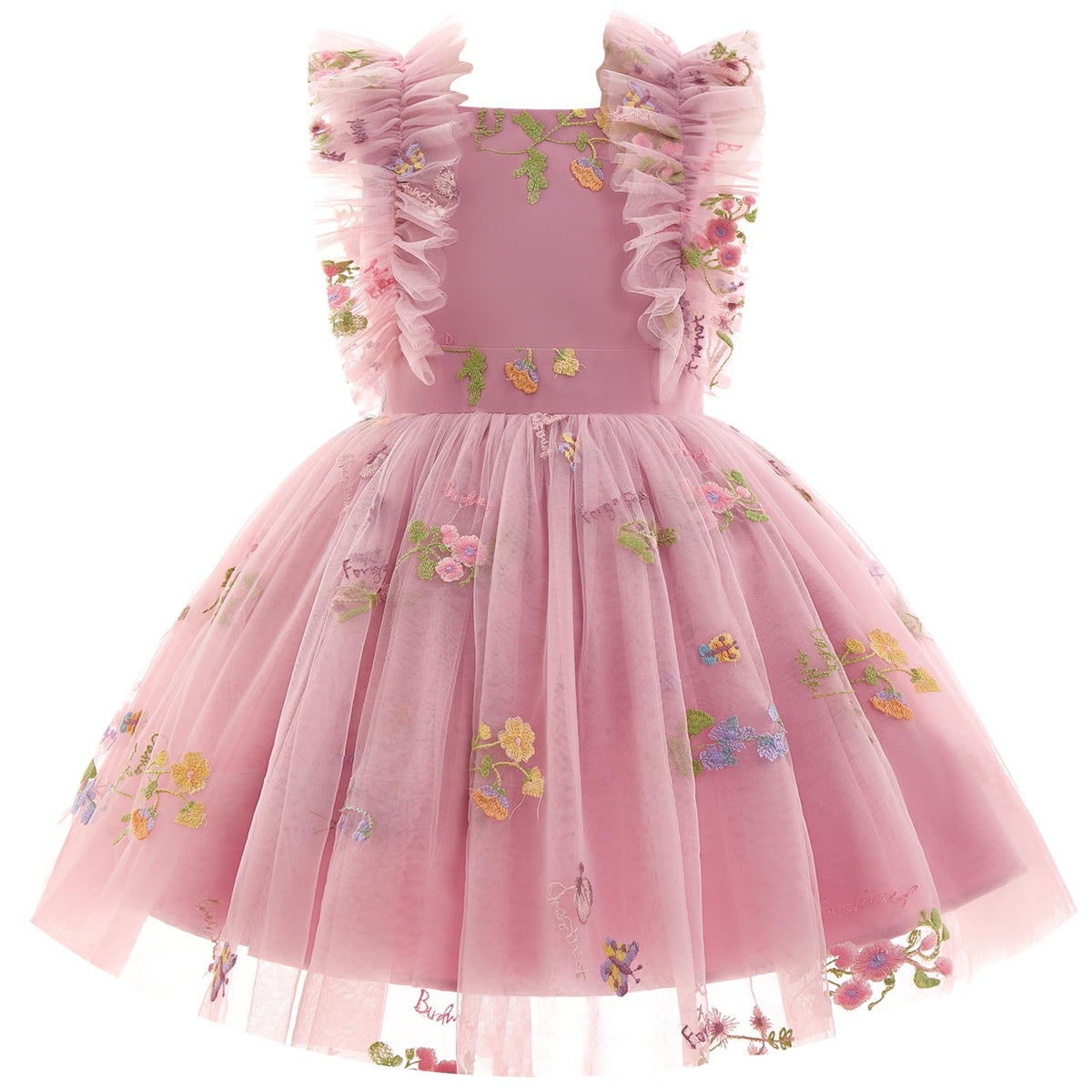 Girls Birthday Party Dress Ruffle Sleeve Sequin Dots Floral Tulle Princess Wedding Pageant Formal Bance Gown