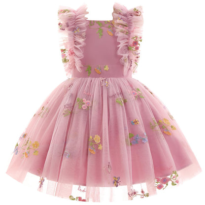 Girls Birthday Party Dress Ruffle Sleeve Sequin Dots Floral Tulle Princess Wedding Pageant Formal Bance Gown