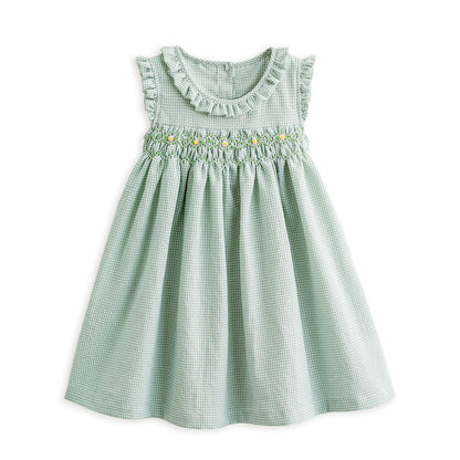 Simplee kids Baby Girl Smocked Dress Summer Casual Short Sleeve Dresses Floral Print Sundress Princess Dress for Toddlers