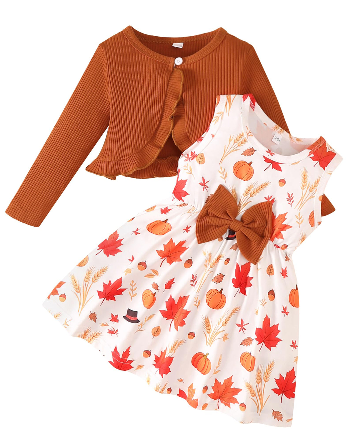 Rosibel Toddler Baby Girls Dress and Cotton Cardigan Set for 6M-3T