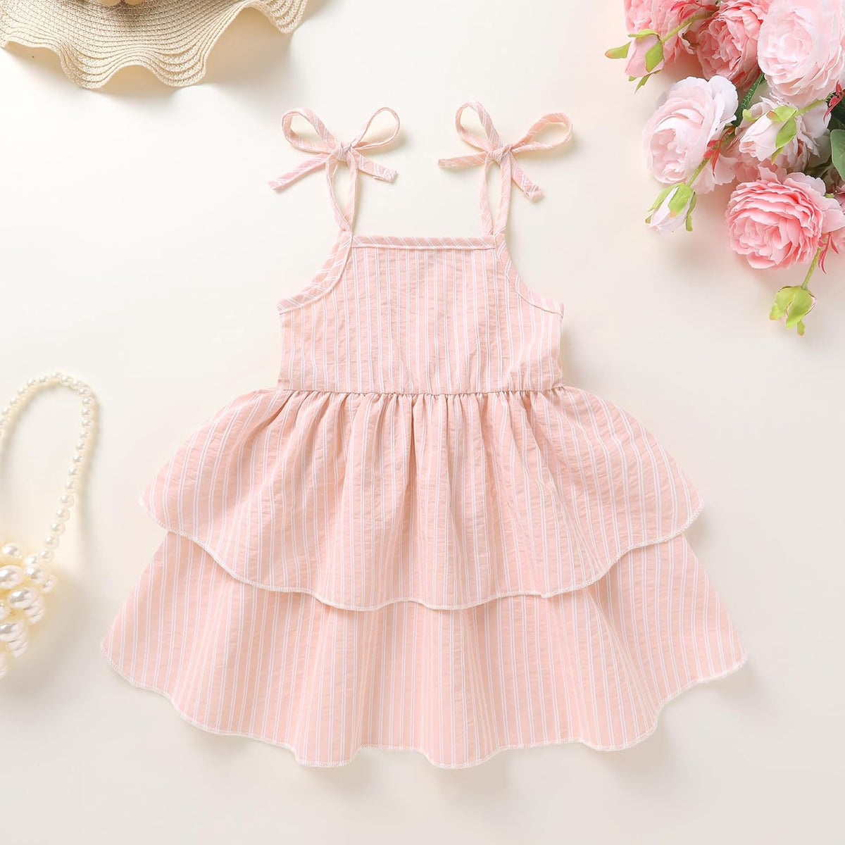 Happy Town Infant Baby Girl Dress Sleeveless Tiered Floral Strap Dresses Toddler Summer Sundress Clothes