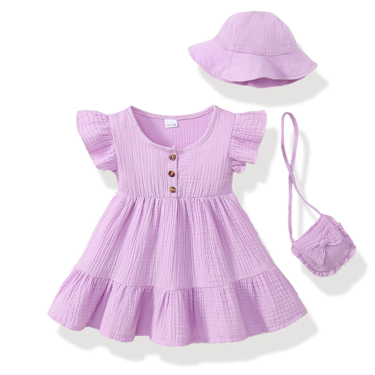 Toddler Girl Summer 3 Piece Ruffle Dress Set A-Line Sundress