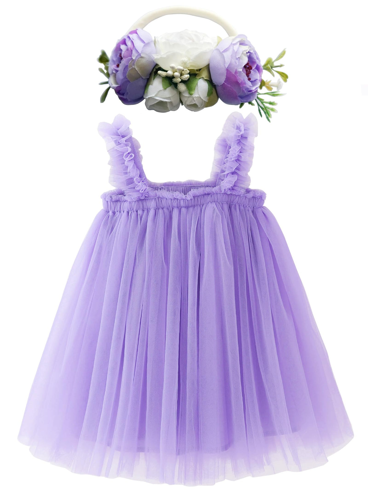 BGFKS Layered Tulle Tutu Dress for Toddler Girls,Baby Girl Rainbow Tutu Princess Skirt Set with Flower Headband.