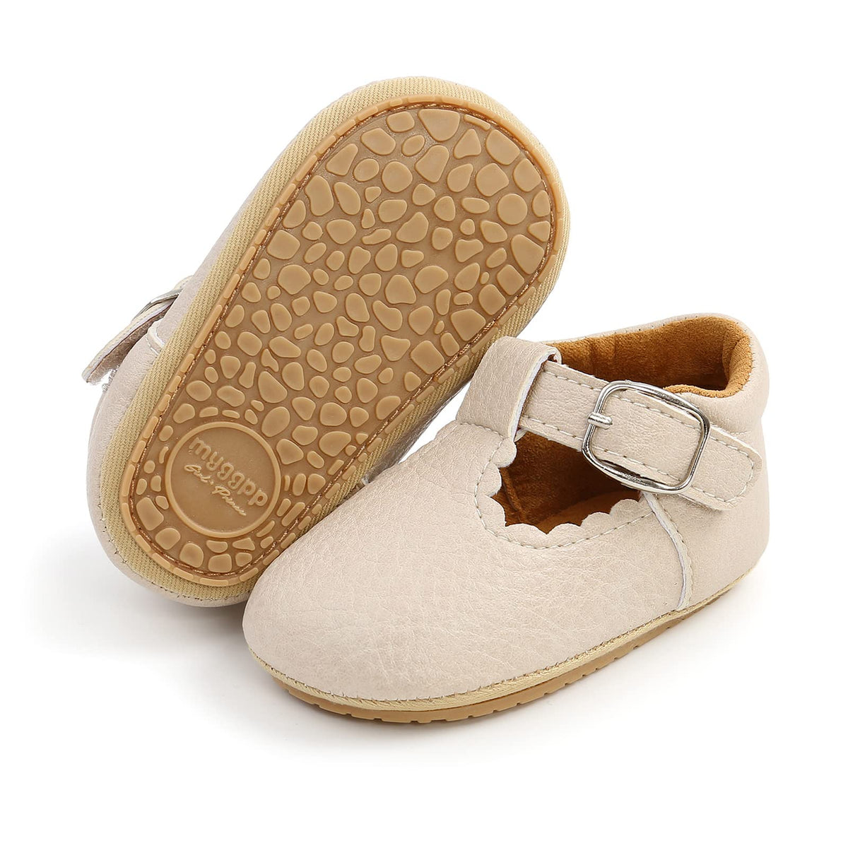 Baby Girls Mary Jane Flats Shoes with Non-Slip Soft Sole Toddler First Walkers Newborn Princess Dress Shoes