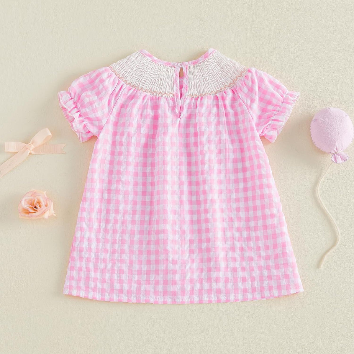 Toddler Little Baby Girl 4th of July Dress Puff Short Sleeve Stripes Smocked Dresses Kids Fourth of July Outfit