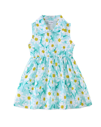 Saeaby Baby Girl Dress Summer Dresses Toddler Girl Clothes Polo Collar Ruffle Sundress Sleeveless Outfit for Girls