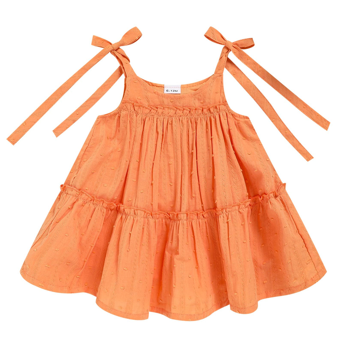 Toddler Baby Girl Summer Dress - Sleeveless Dot Tiered Sundress with Adjustable Tie-Shoulders for Beach, Party, Photos