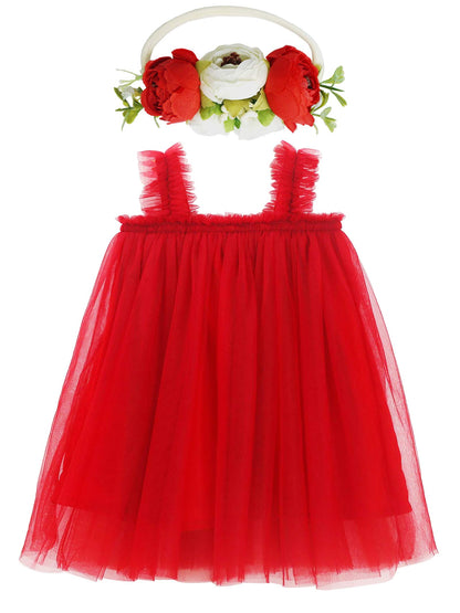 BGFKS Layered Tulle Tutu Dress for Toddler Girls,Baby Girl Rainbow Tutu Princess Skirt Set with Flower Headband.