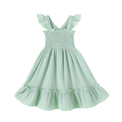 Toddler Baby Girls Dress Floral Embroidered Boho Sleeveless Beach Butterfly Sundress