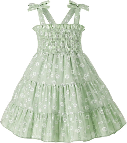 HAPPYMA Toddler Girl Summer Dress Floral Sleeveless Baby Outfits
