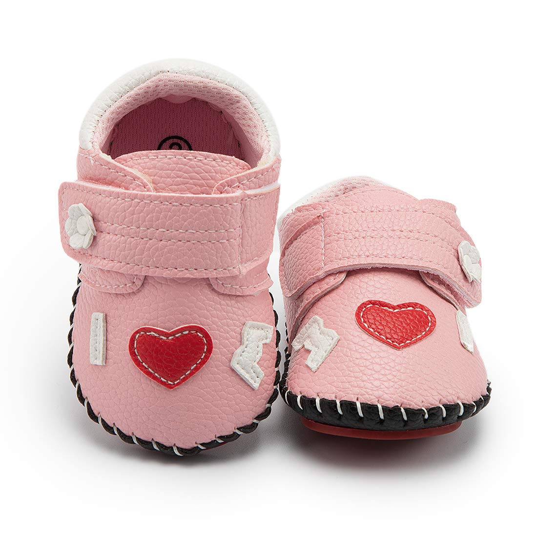 HsdsBebe Baby Boys Girls Pu Leather Hard Bottom Walking Sneakers Toddler Rubber Sole First Walkers Infant Cartoon Slippers Crib Shoes