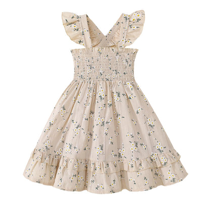 Noubeau Toddler Girl Dress Summer Smocked Boho Sleeveless Ruffle Dresses for Toddler Dress Casual Beach Sundress
