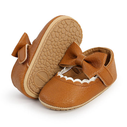 LAFEGEN Baby Girls Mary Jane Flats with Bownot Non Slip Soft Sole PU Leather Newborn Infant Toddler First Walker Cirb Dress Shoes