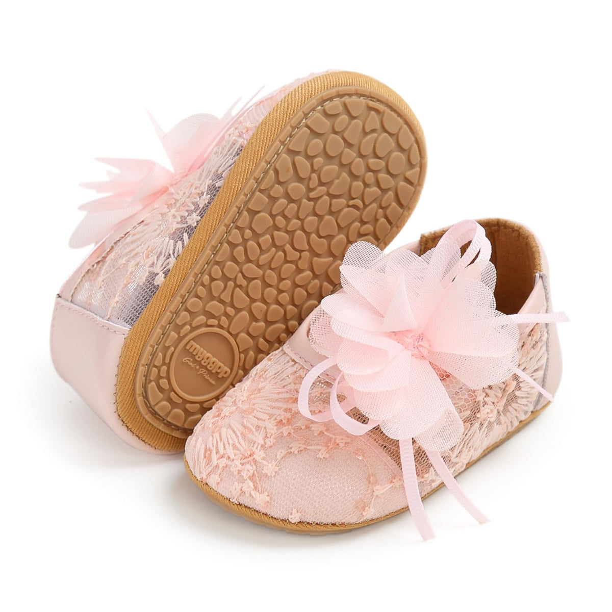 Baby Girls Mary Jane Flats Shoes with Non-Slip Soft Sole Toddler First Walkers Newborn Princess Dress Shoes