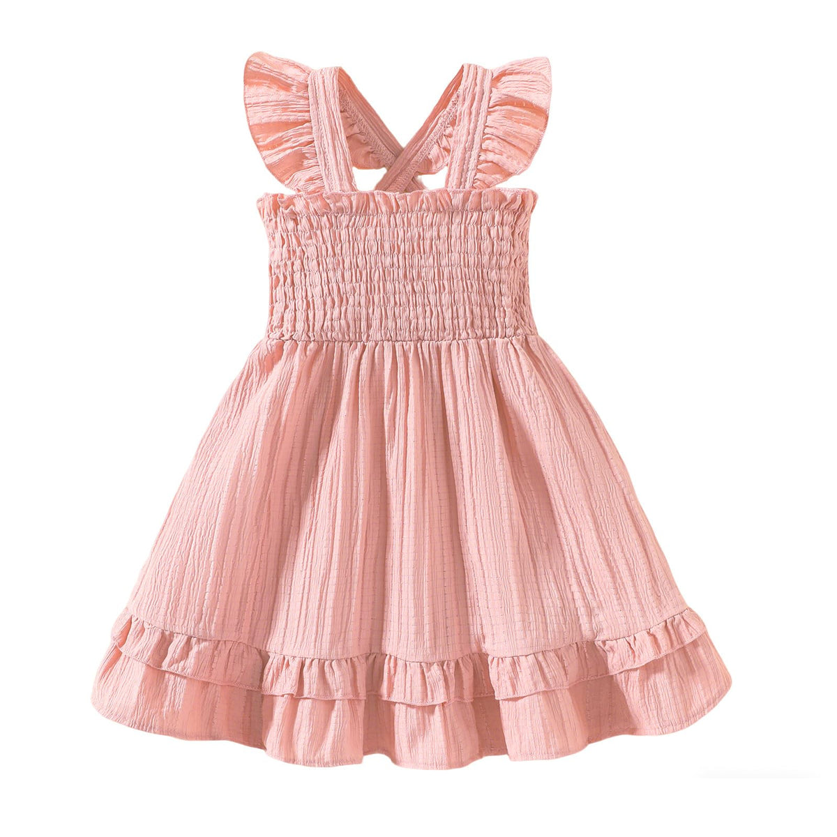 Noubeau Toddler Girl Dress Summer Smocked Boho Sleeveless Ruffle Dresses for Toddler Dress Casual Beach Sundress