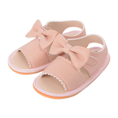 Baby Girl Sandals Flower Bowknot Soft Sole Anti Slip Rubber Wedding Dress Flats Toddler First Walking Shoes