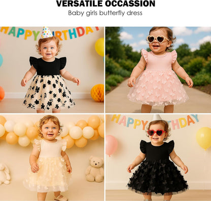 Baby Girl Butterfly Tutu Ruffle Sleeveless Dress 0-24 Months