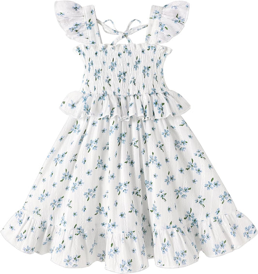 YOUNGER TREE Toddler Dress Baby Girls Cotton Ruffle Sleeveless Summer Dresses Kids Boho Beach Casual Sundress