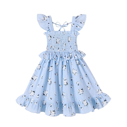 YOUNGER TREE Toddler Dress Baby Girls Cotton Ruffle Sleeveless Summer Dresses Kids Boho Beach Casual Sundress