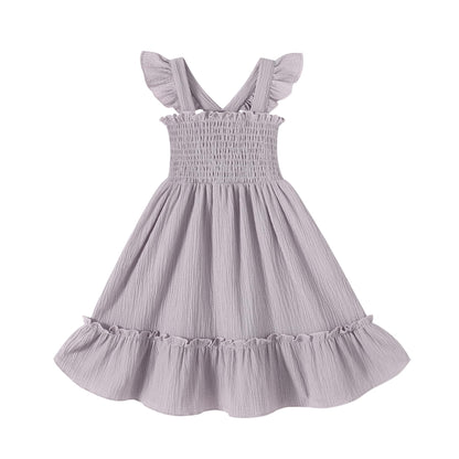 Toddler Baby Girls Dress Floral Embroidered Boho Sleeveless Beach Butterfly Sundress