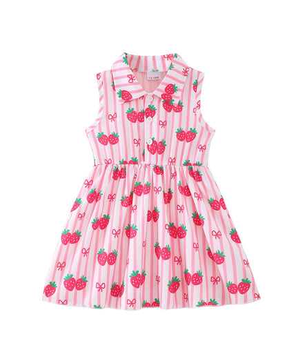 Saeaby Baby Girl Dress Summer Dresses Toddler Girl Clothes Polo Collar Ruffle Sundress Sleeveless Outfit for Girls
