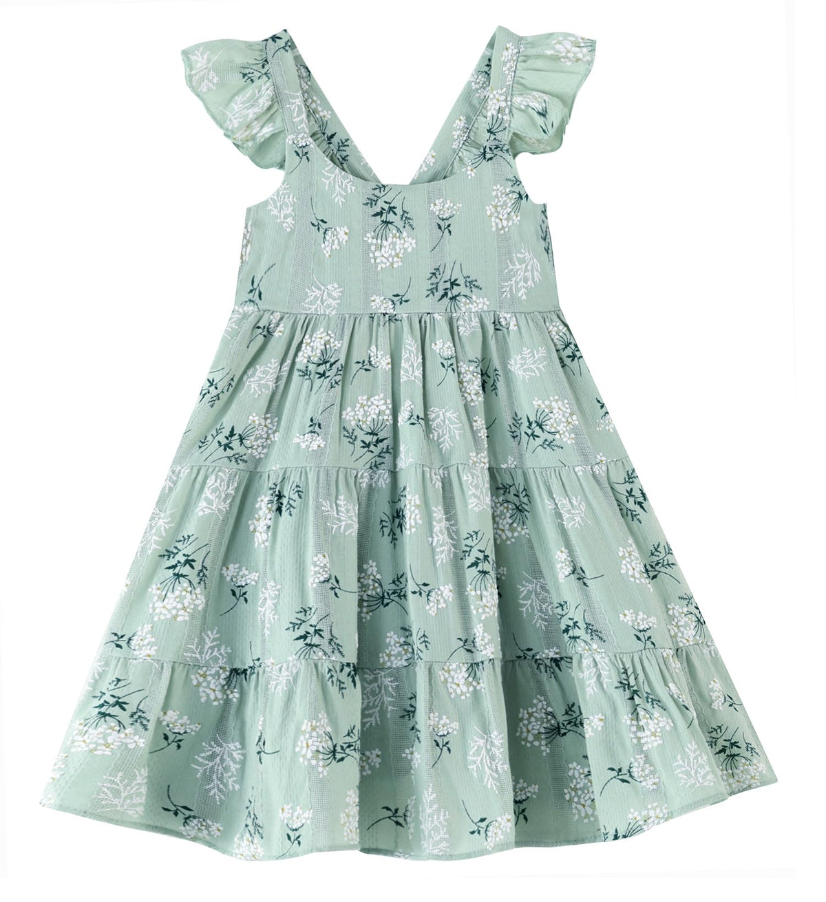 GSVIBK Girls Linen Cotton Dress Flutter Sleeve Back Cross Dress Toddler A-Line Skater Dress Baby Girl Halter Casual Sundress