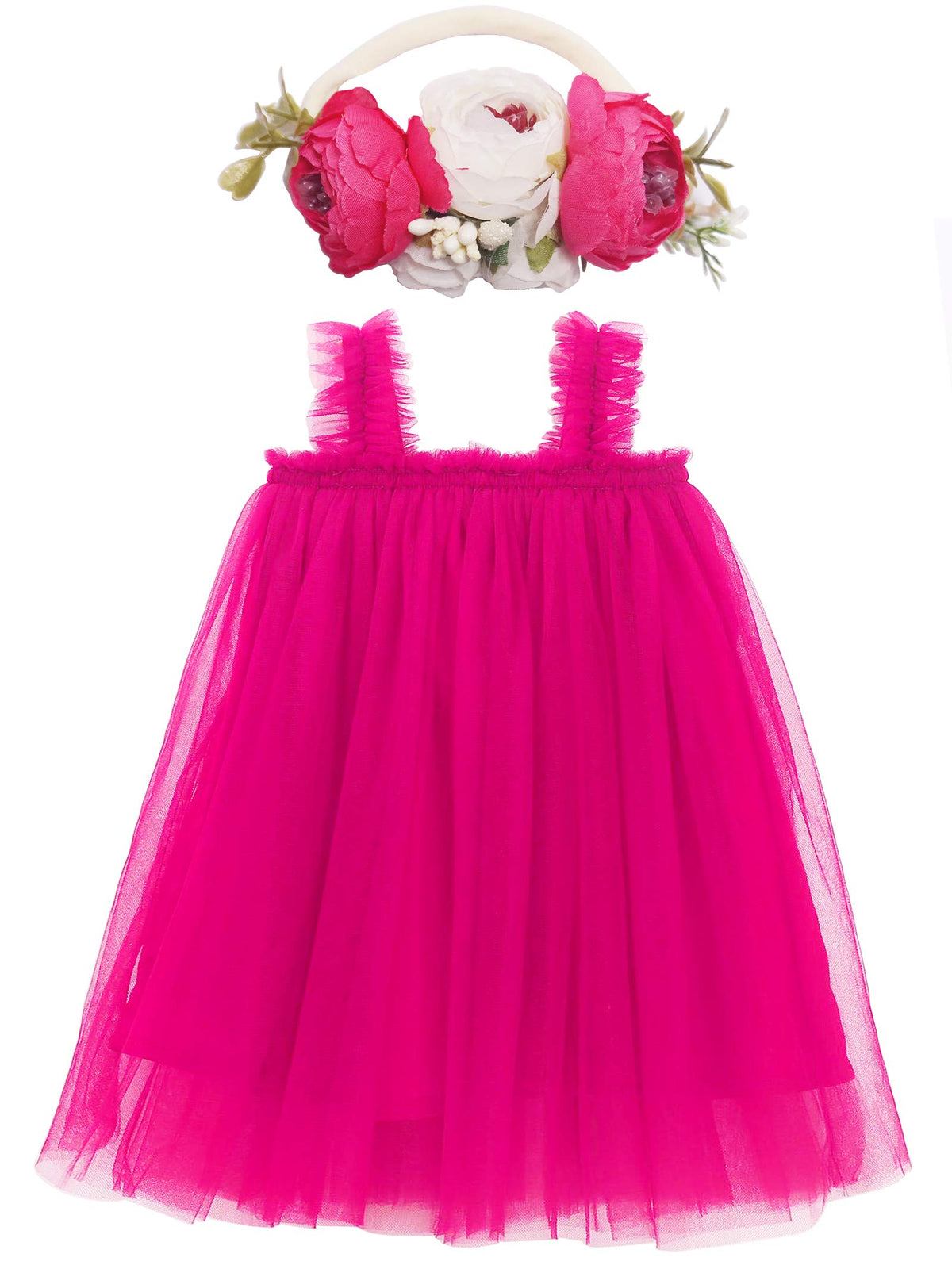 BGFKS Layered Tulle Tutu Dress for Toddler Girls,Baby Girl Rainbow Tutu Princess Skirt Set with Flower Headband.